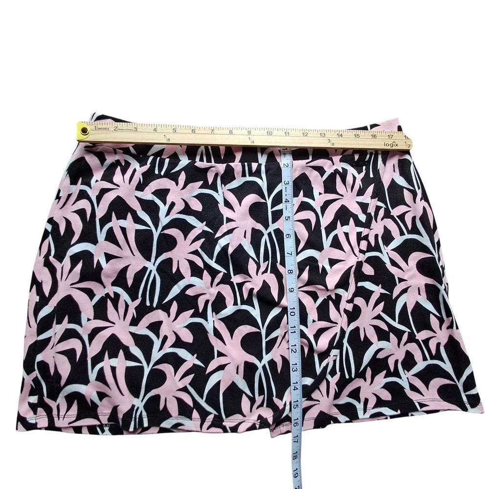 Jones New York Signature Womens Floral Palm Skort Black Pink Size L Active Skirt
